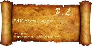 Pápics Lajos névjegykártya